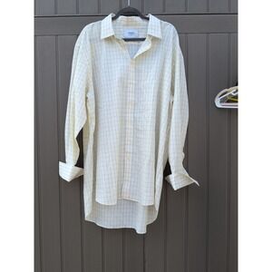 CHARLES TYRWHITT Men 19/37 Khaki‎ Window Pane Long Sleeve Button Dress Shirt